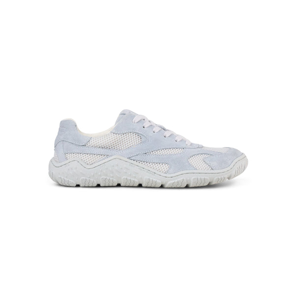 Koel Rita Suede Light Grey - Zapatillas barefoot ligeras de mujer para senderismo y trekking media montaña grises