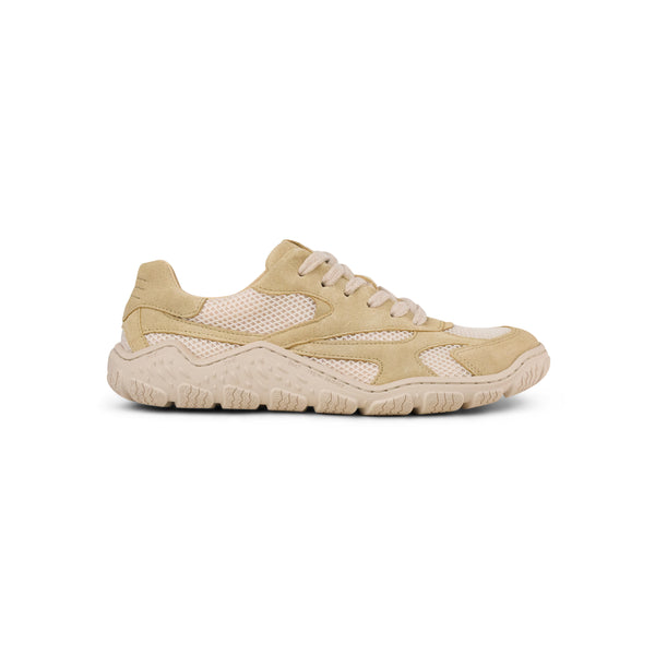 Koel Rita Suede Beige - Zapatillas barefoot ligeras de mujer para senderismo y trekking media montaña
