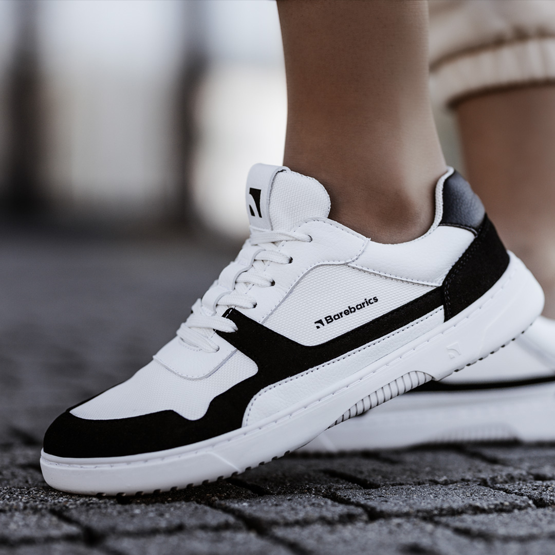 Barefoot Sneakers Barebarics - Zing - White & Black-Barebarics-Cacles Barefoot