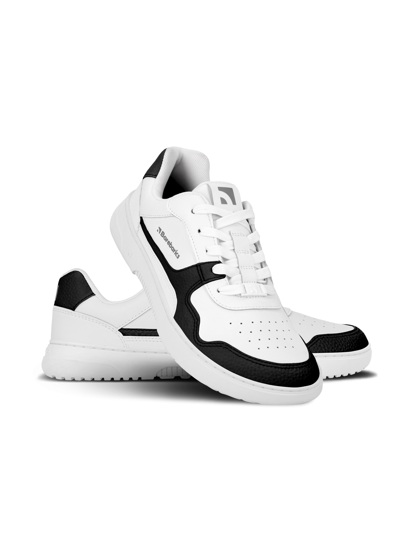 Barebarics - Zing White & Black Leather - Deportivas barefoot-Barebarics-Cacles Barefoot-Tienda de calzado barefoot respetuoso minimalista