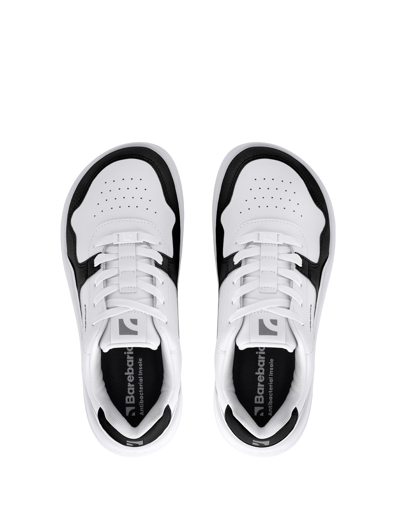 Barebarics - Zing White & Black Leather - Deportivas barefoot-Barebarics-Cacles Barefoot-Tienda de calzado barefoot respetuoso minimalista