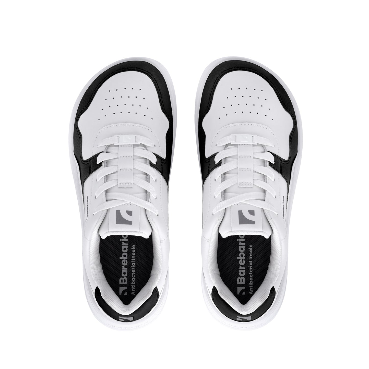 Barebarics - Zing White & Black Leather - Deportivas barefoot-Barebarics-Cacles Barefoot-Tienda de calzado barefoot respetuoso minimalista