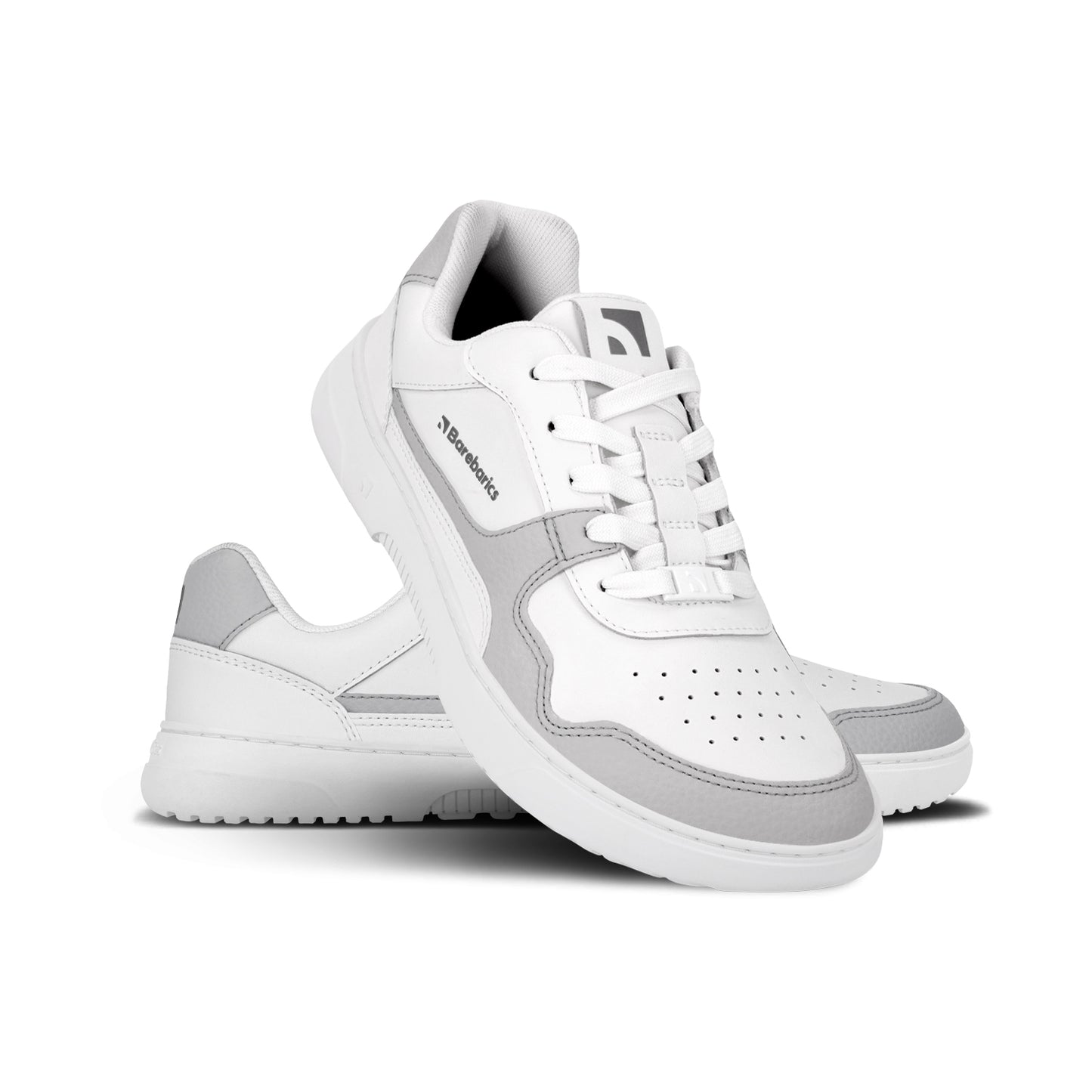 Barebarics - Zing White & Light Grey Leather - Deportivas barefoot-Barebarics-Cacles Barefoot-Tienda de calzado barefoot respetuoso minimalista