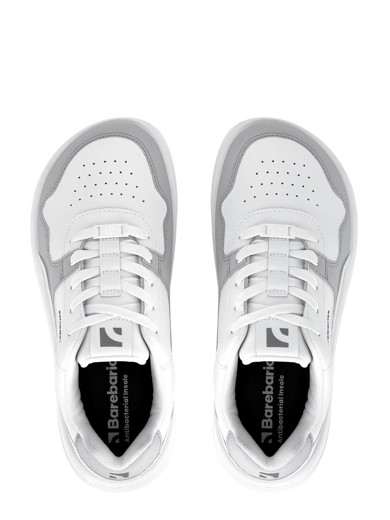 Barebarics - Zing White & Light Grey Leather - Deportivas barefoot-Barebarics-Cacles Barefoot-Tienda de calzado barefoot respetuoso minimalista