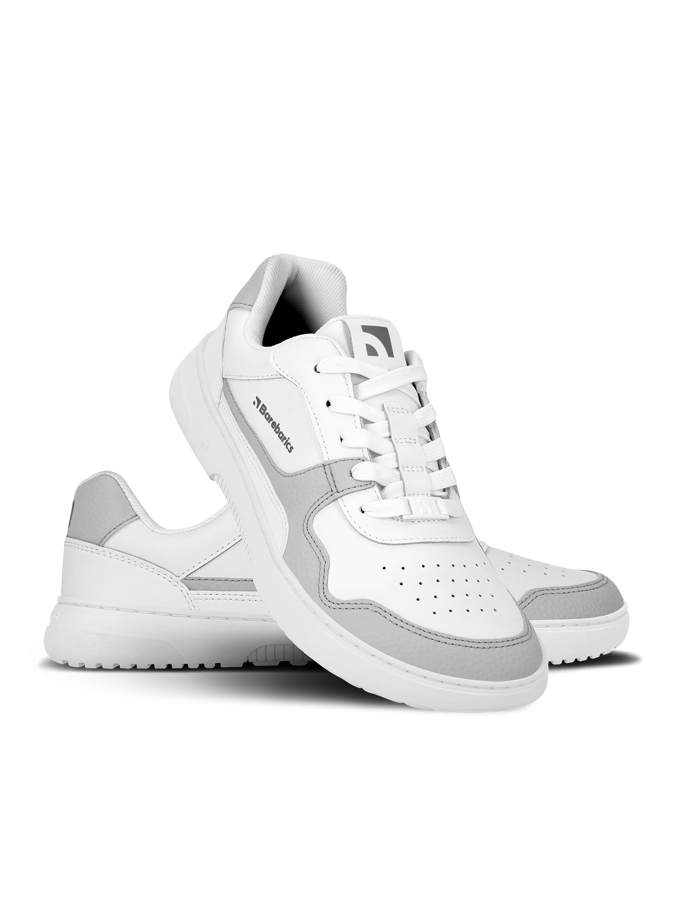 Barebarics - Zing White & Light Grey Leather - Deportivas barefoot-Barebarics-Cacles Barefoot-Tienda de calzado barefoot respetuoso minimalista