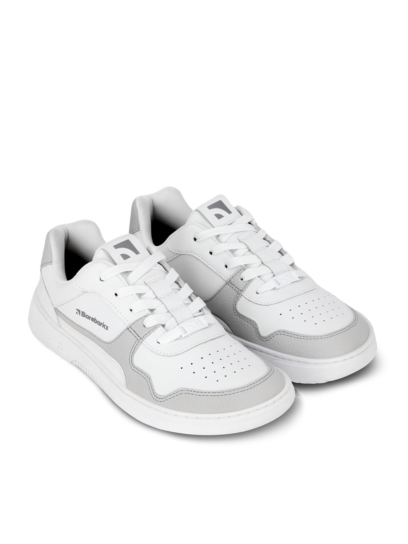 Barebarics - Zing White & Light Grey Leather - Deportivas barefoot-Barebarics-Cacles Barefoot-Tienda de calzado barefoot respetuoso minimalista