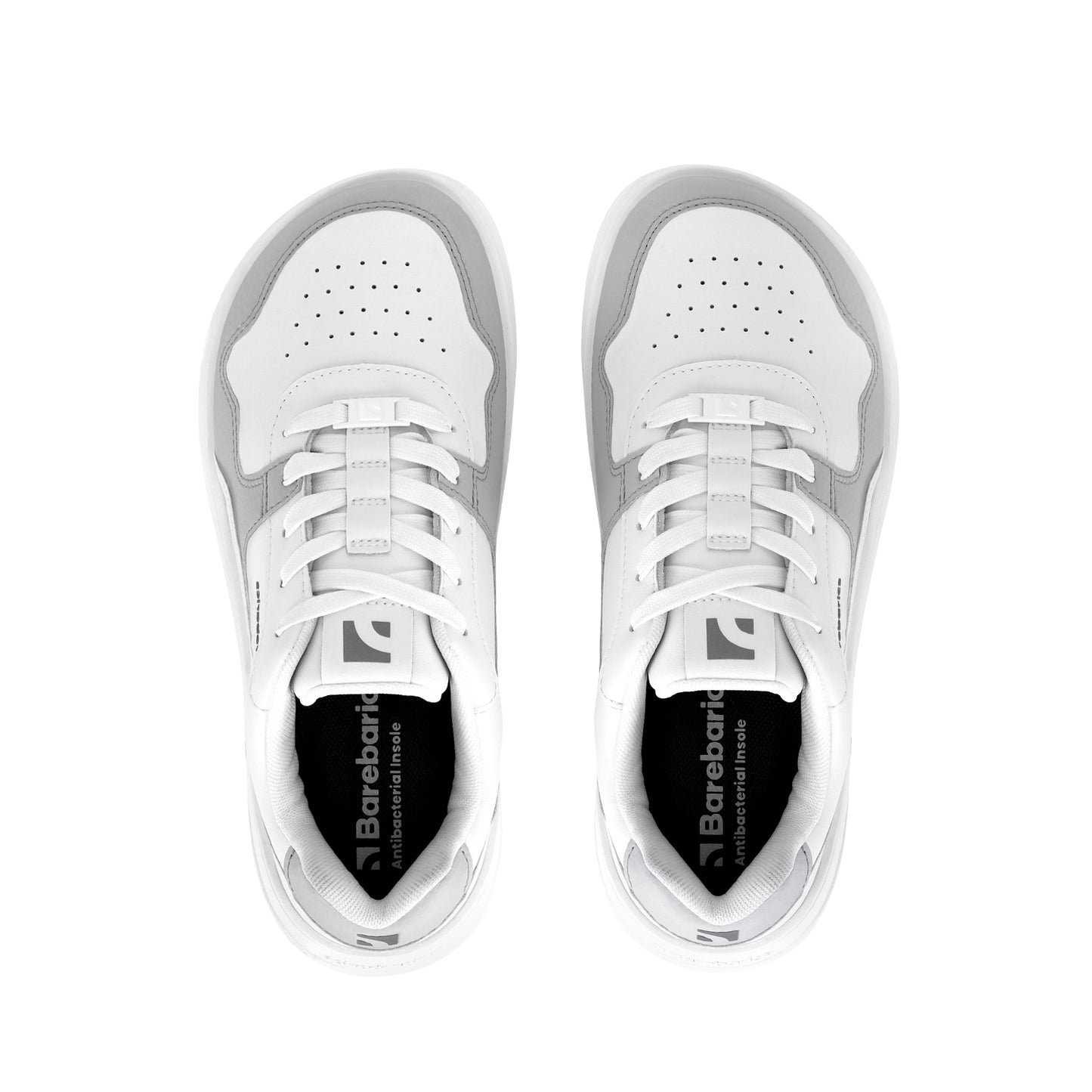 Barebarics - Zing White & Light Grey Leather - Deportivas barefoot-Barebarics-Cacles Barefoot-Tienda de calzado barefoot respetuoso minimalista
