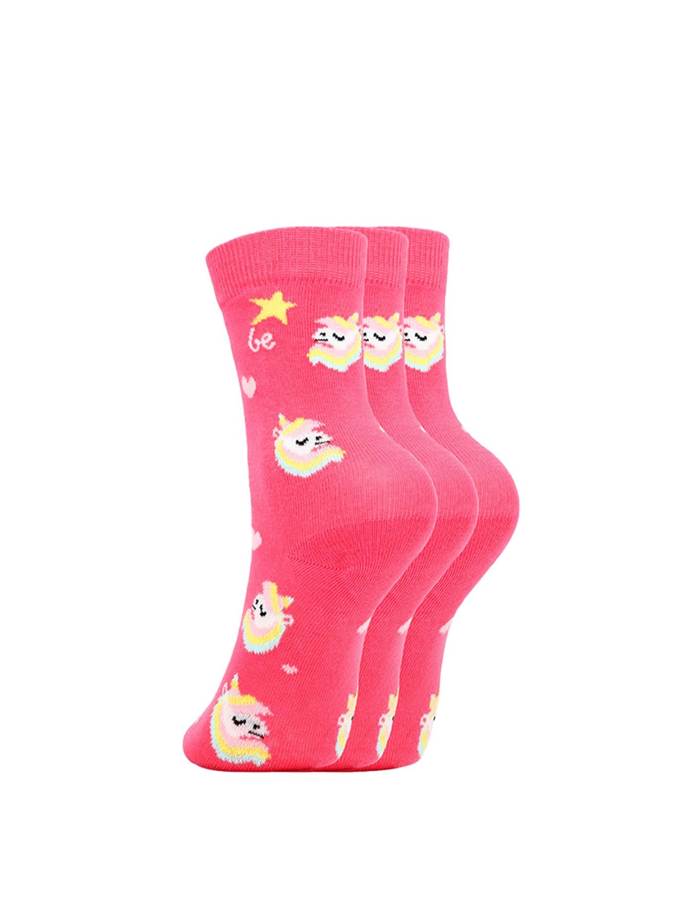 Be Lenka Kids - Crew Unicorn BubleGum Pink 3 pack - Calcetines barefoot