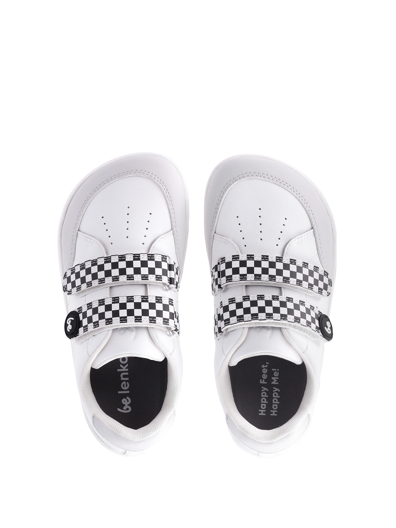Be Lenka Kids - Energise Preschool White & Checkerboard - Zapatillas barefoot-Be Lenka-Cacles Barefoot-Tienda de calzado barefoot respetuoso minimalista