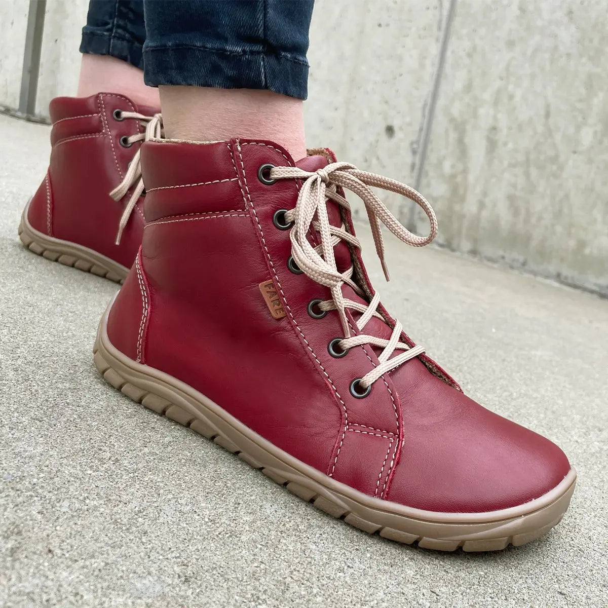 Fare Bare - AVILA All Year Arona Red - Botín bajo barefoot otoñal