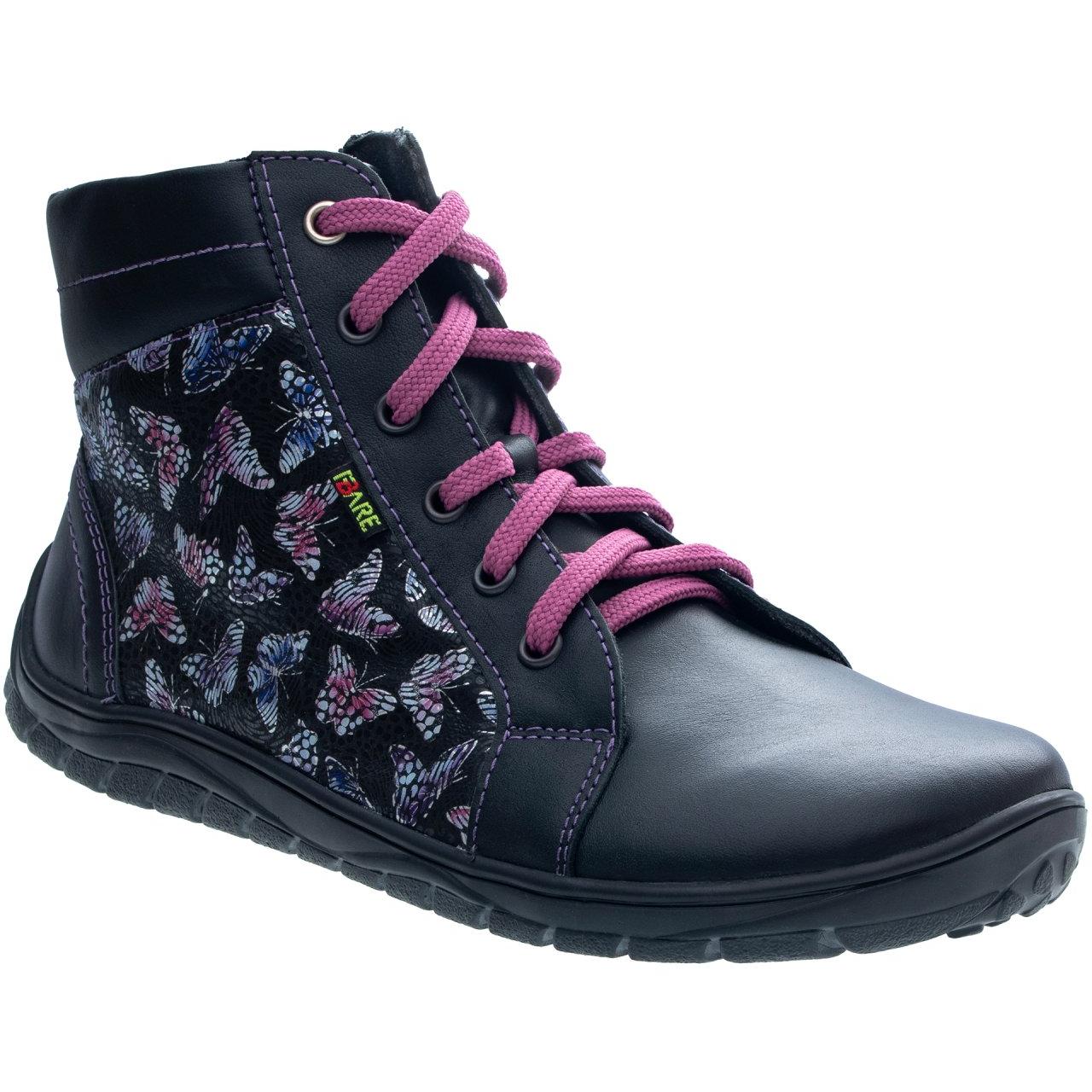 Fare Bare - AVILA All Year Butterfly Black - Botín bajo barefoot otoñal