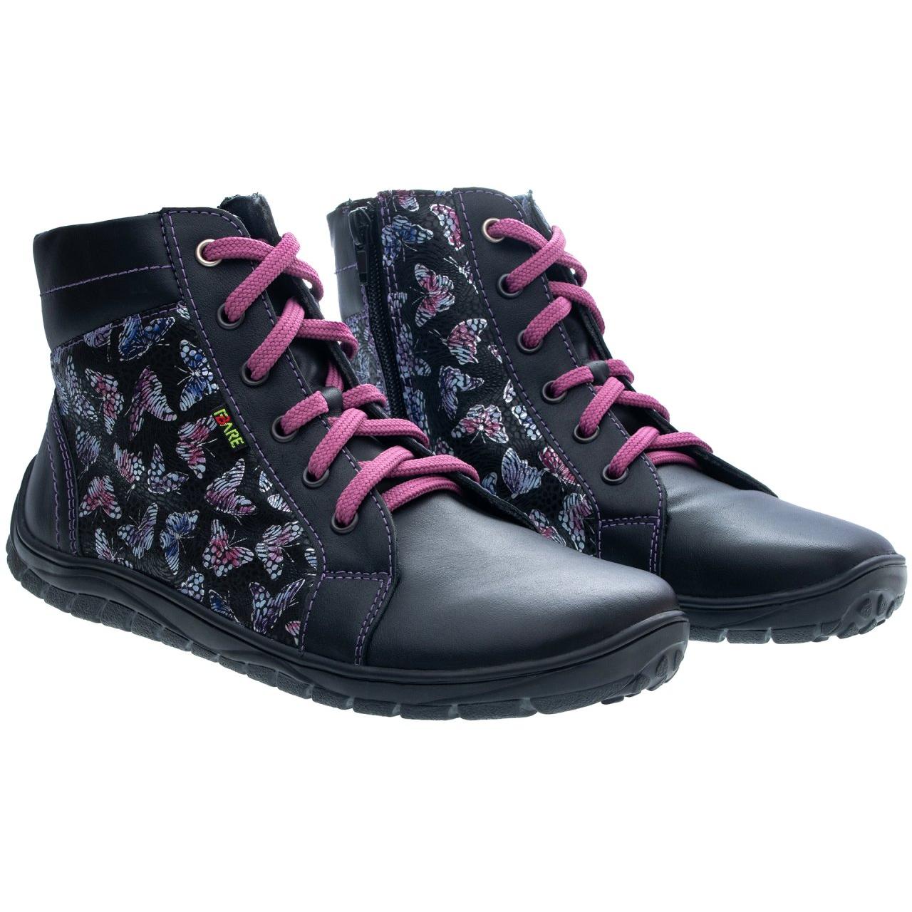 Fare Bare - AVILA All Year Butterfly Black - Botín bajo barefoot otoñal