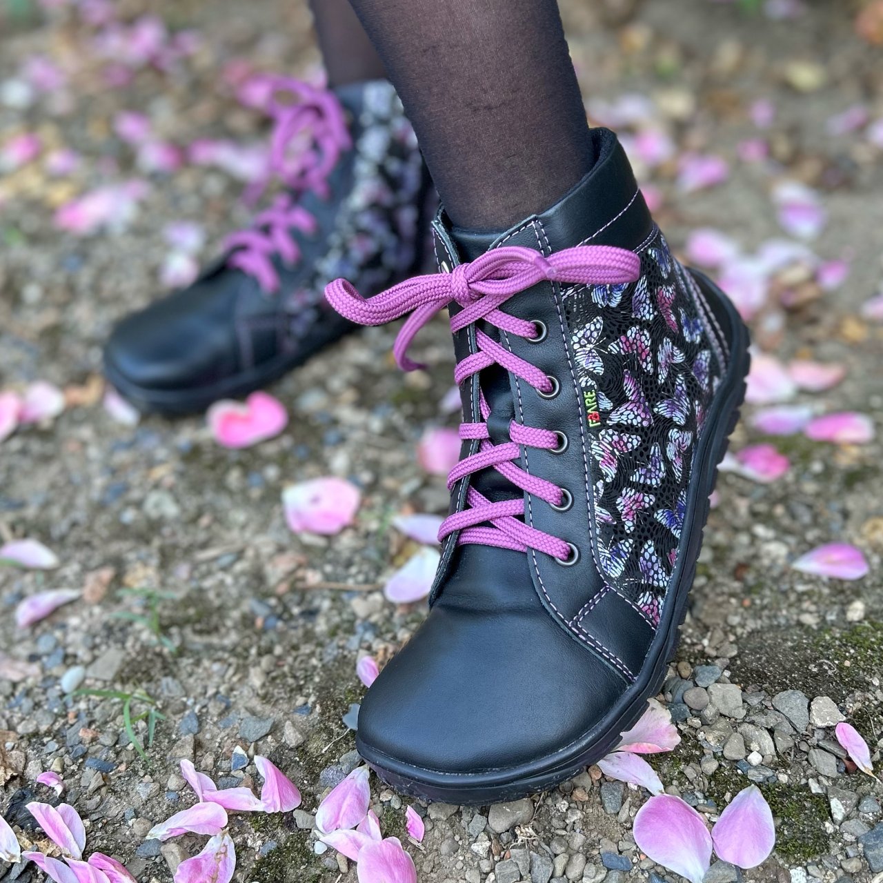 Fare Bare - AVILA All Year Butterfly Black - Botín bajo barefoot otoñal