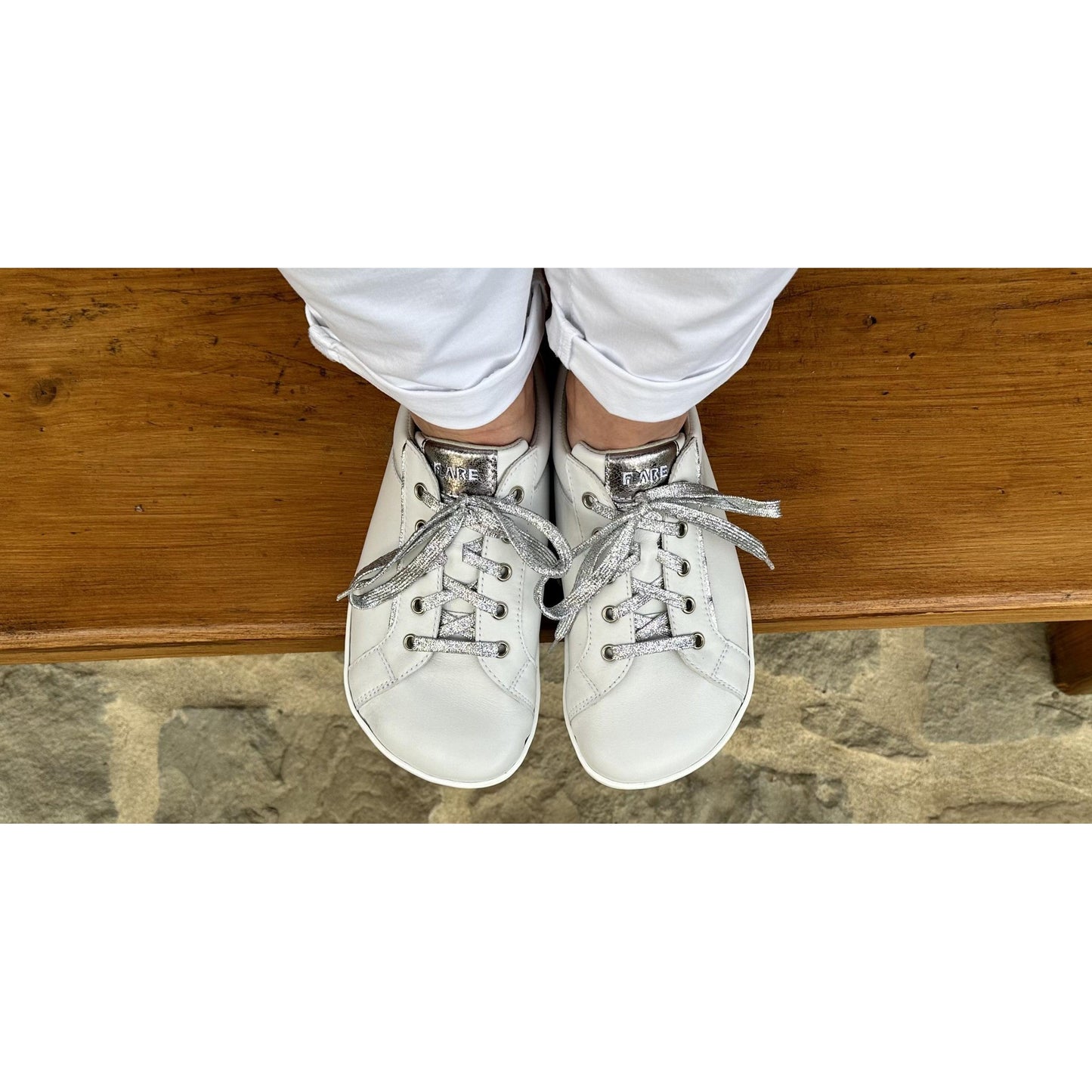 Fare Bare - B5712183 Sella blanco y plata - Deportivas barefoot cuero-Fare Bare-Cacles Barefoot-Tienda de calzado barefoot respetuoso minimalista