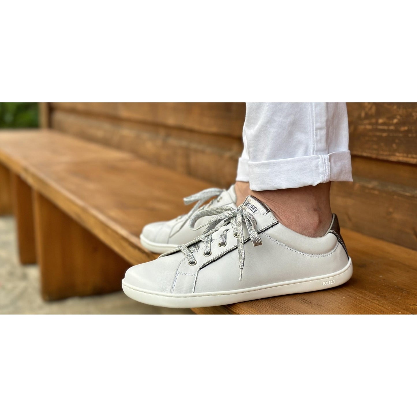 Fare Bare - B5712183 Sella blanco y plata - Deportivas barefoot cuero-Fare Bare-Cacles Barefoot-Tienda de calzado barefoot respetuoso minimalista
