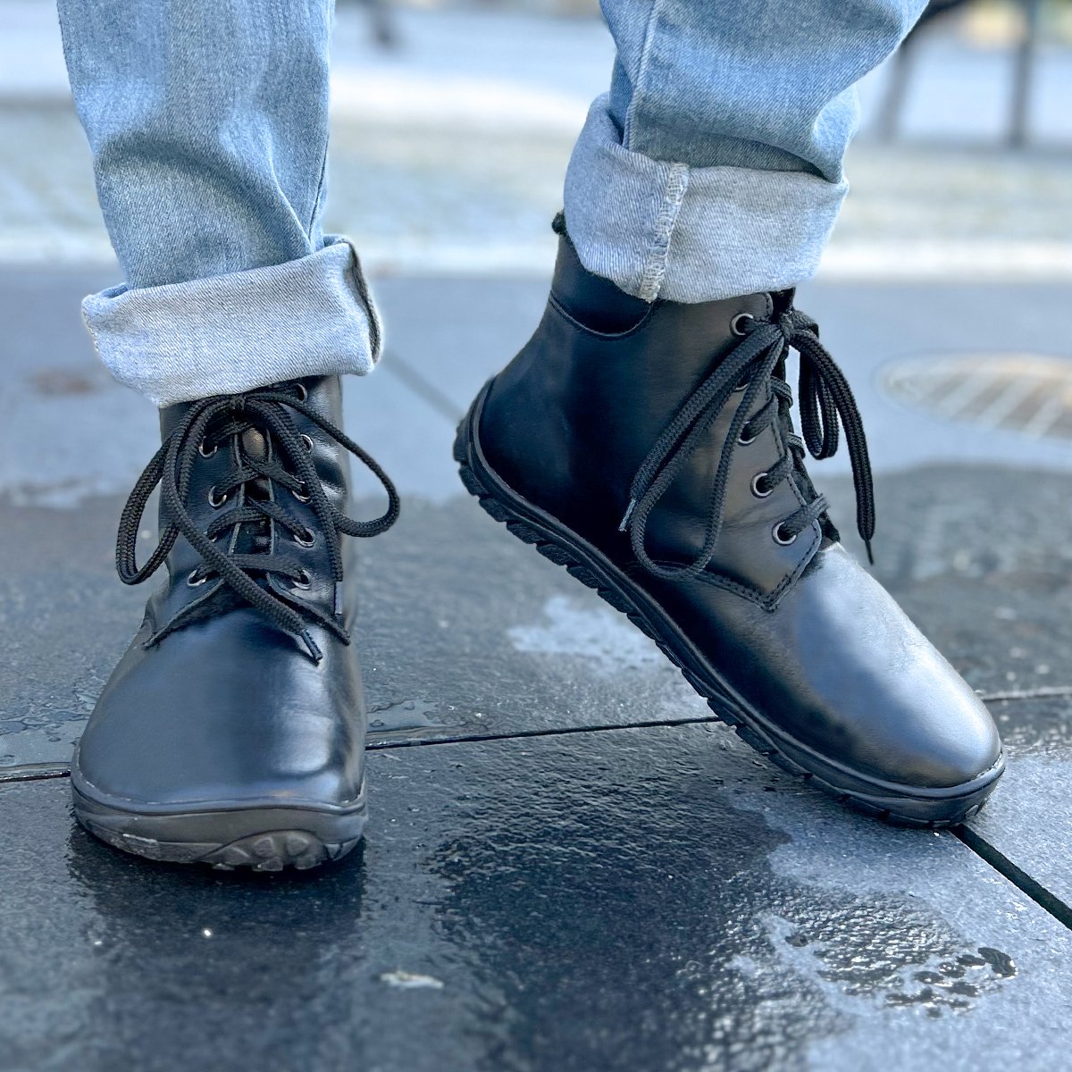 Fare Bare - Brno Black - Botín bajo barefoot con forro invernal