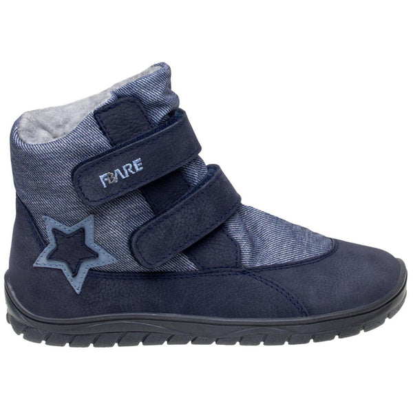 Fare Bare Kids Frostky Star Blue - Botines barefoot infantiles impermeables calientes azules