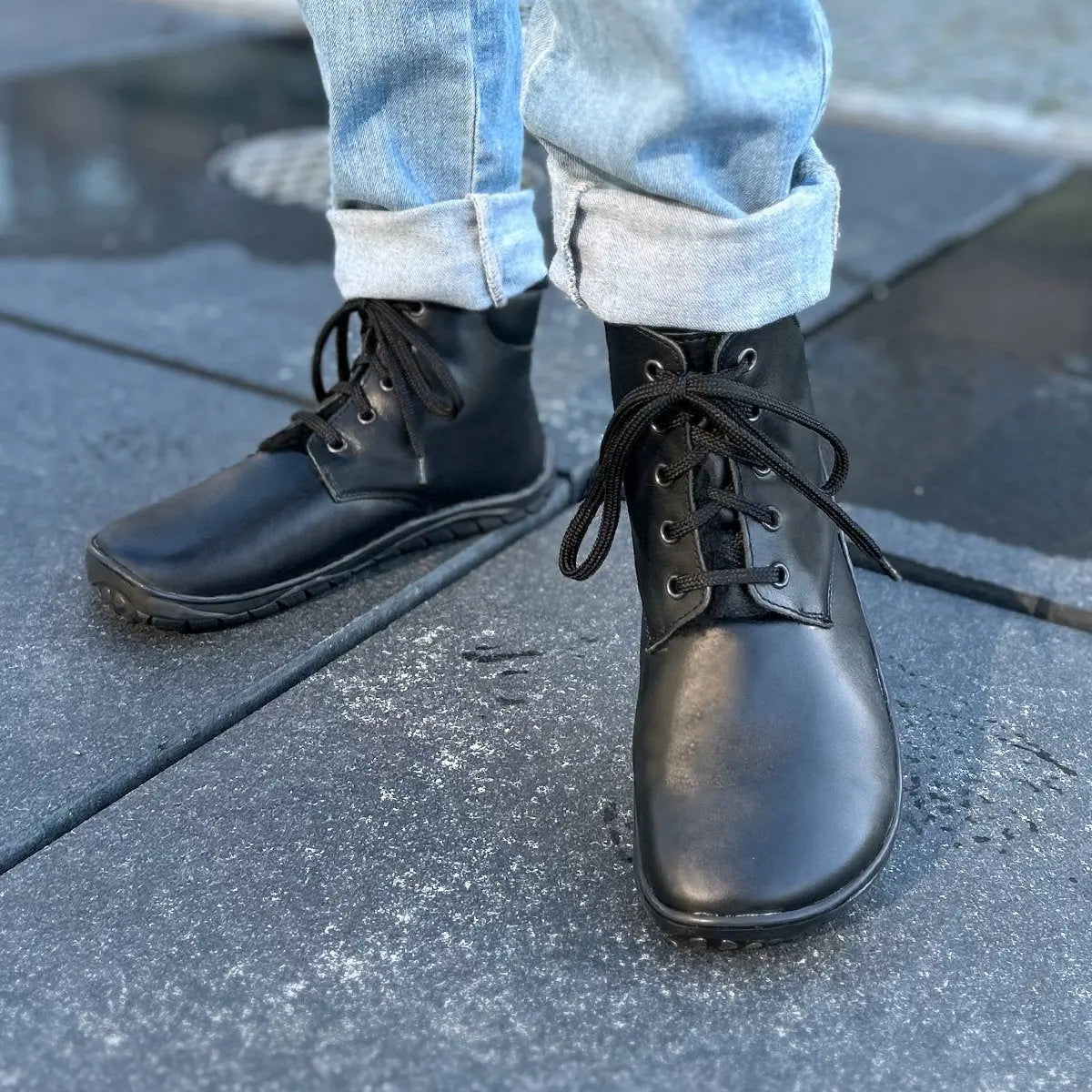 Fare Bare - Nivella Winter Black - Botín bajo barefoot con forro invernal