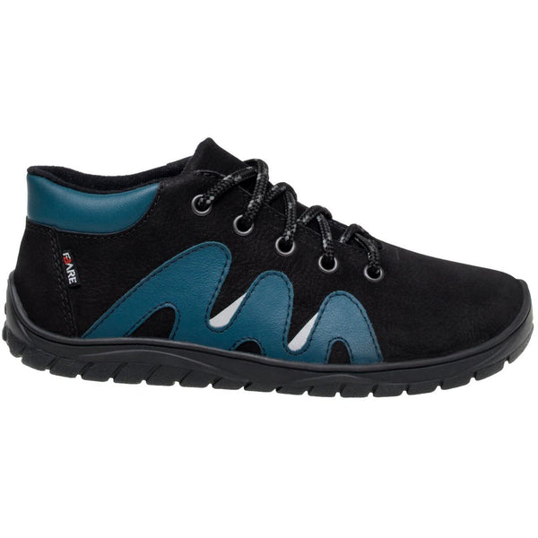 Fare Bare Walky Junior Black - Zapatillas barefoot impermeables outdoor para niños grandes negras