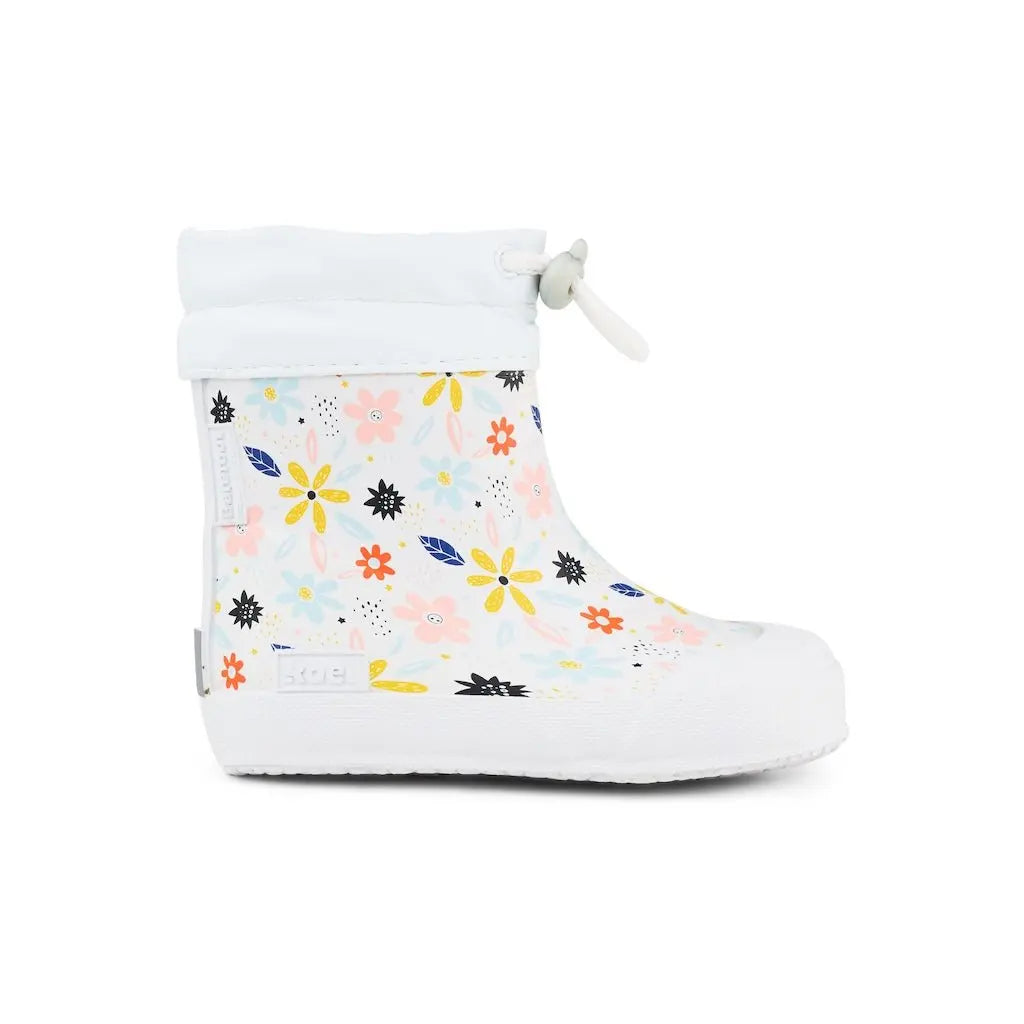 Koel4kids - Wellie Flowers White 1st steps - botas de lluvia barefoot