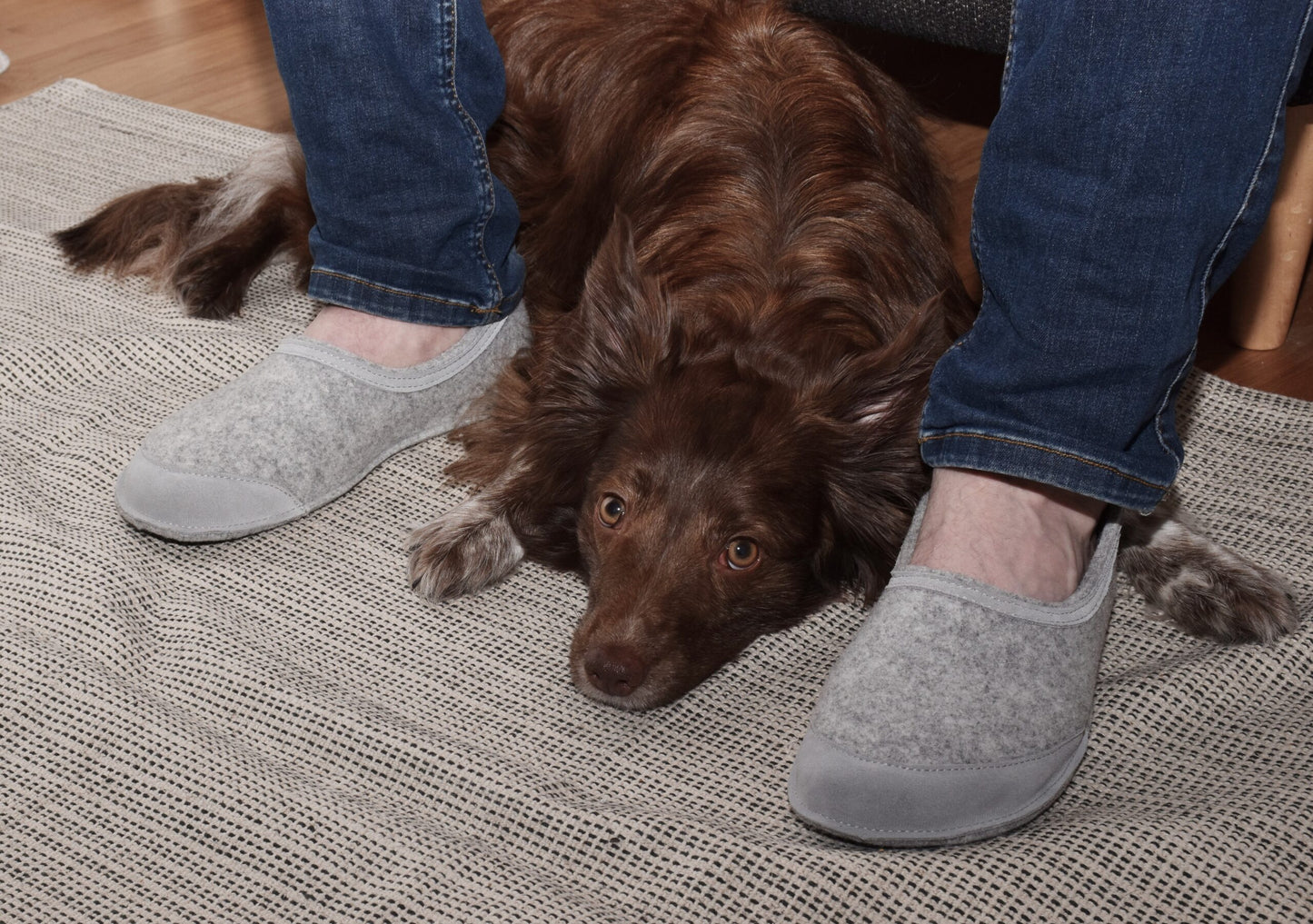 Omaking - Tossun Grey - zapatillas de casa barefoot fieltro