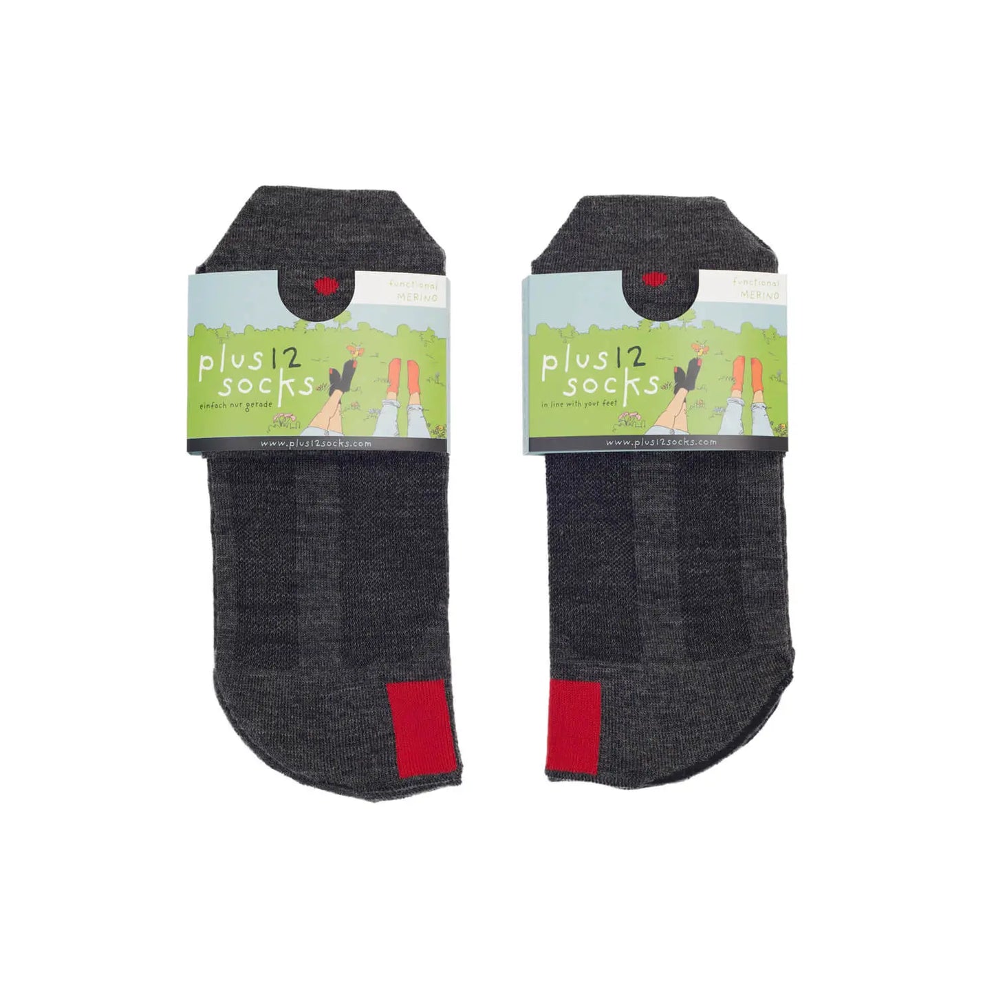 Plus12 - Calcetines barefoot largos - Lana merino - Gris