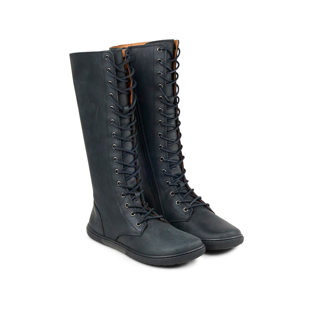 Koel Flora Hydro Black - Botas altas barefoot para mujer marrones