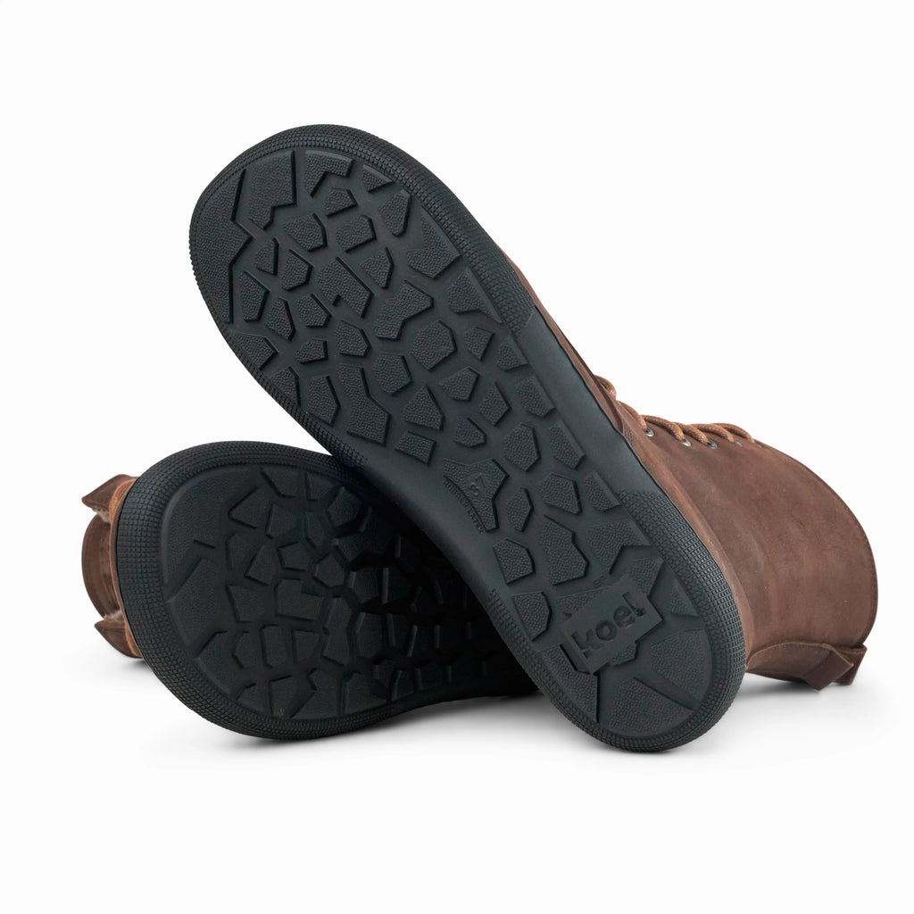 Koel Faro Lambswool Brown - Botas barefoot militares calientes unisex marrones
