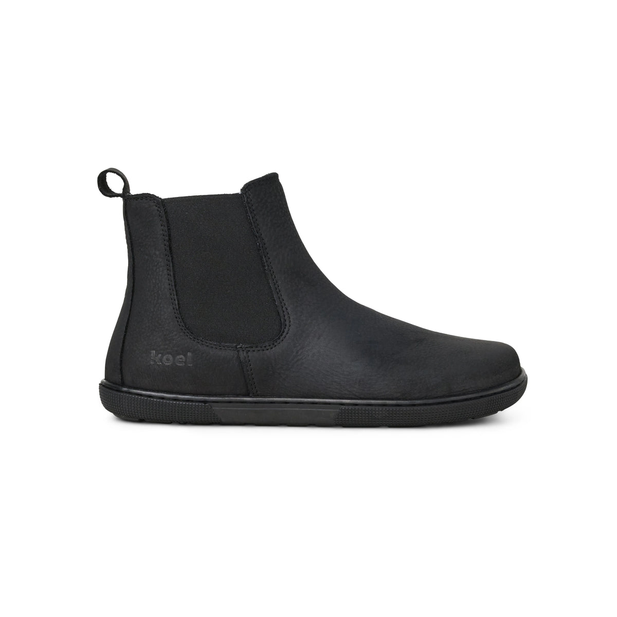 Koel Filas Merino Black - Botines Chelsea barefoot de cuero con forro de lana negros