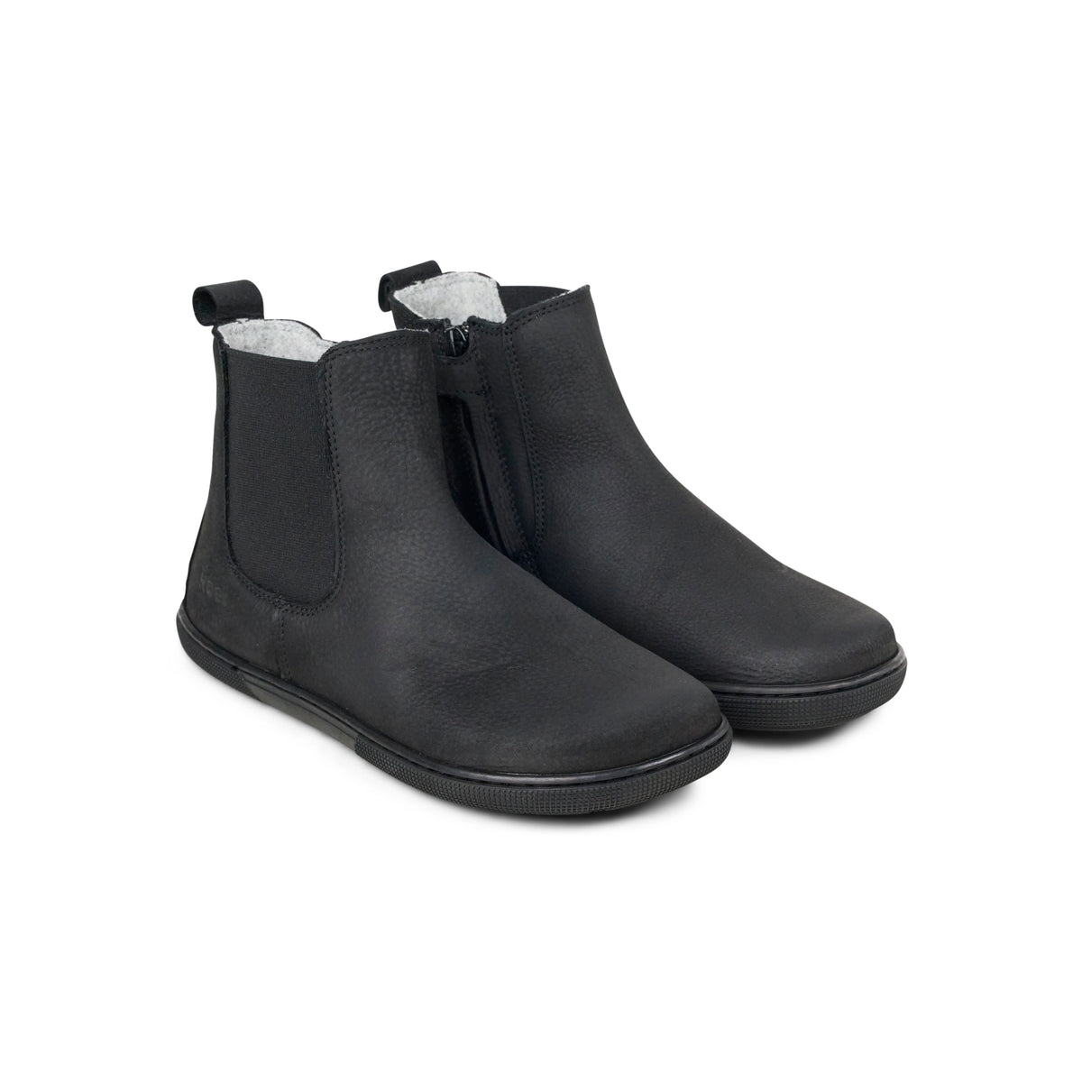 Koel Filas Merino Black - Botines Chelsea barefoot de cuero con forro de lana negros