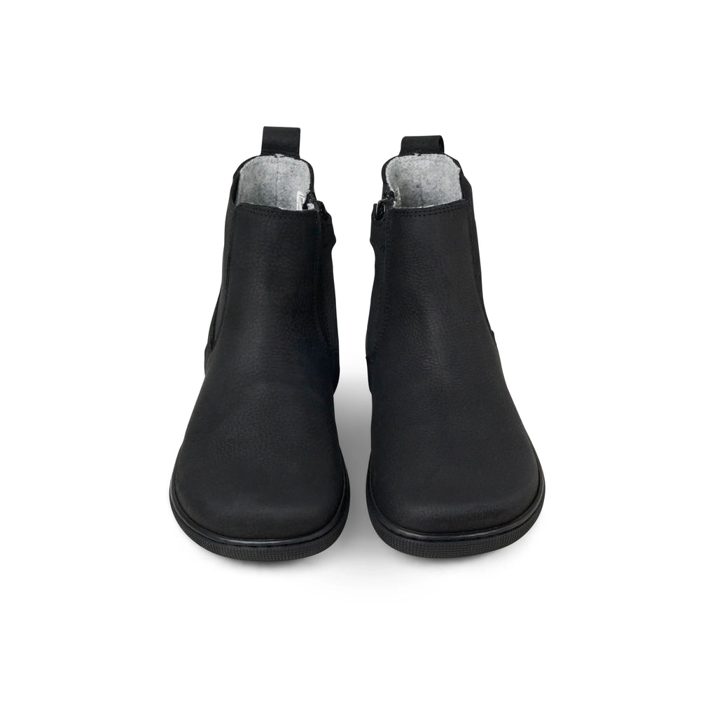 Koel Filas Merino Black - Botines Chelsea barefoot de cuero con forro de lana negros