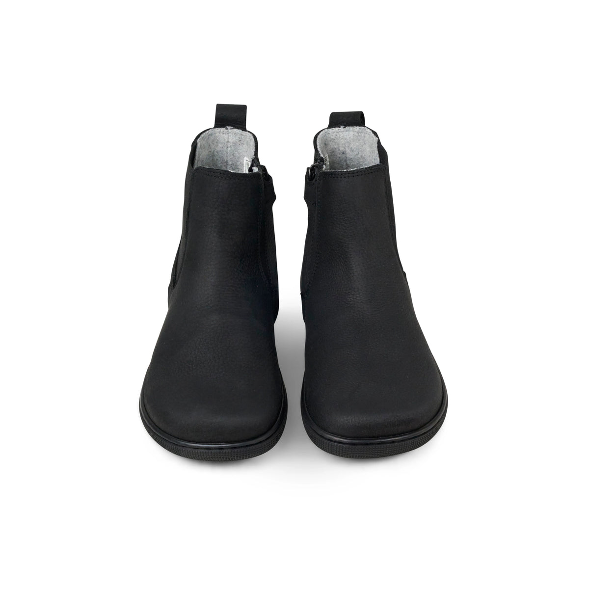 Koel Filas Merino Black - Botines Chelsea barefoot de cuero con forro de lana negros
