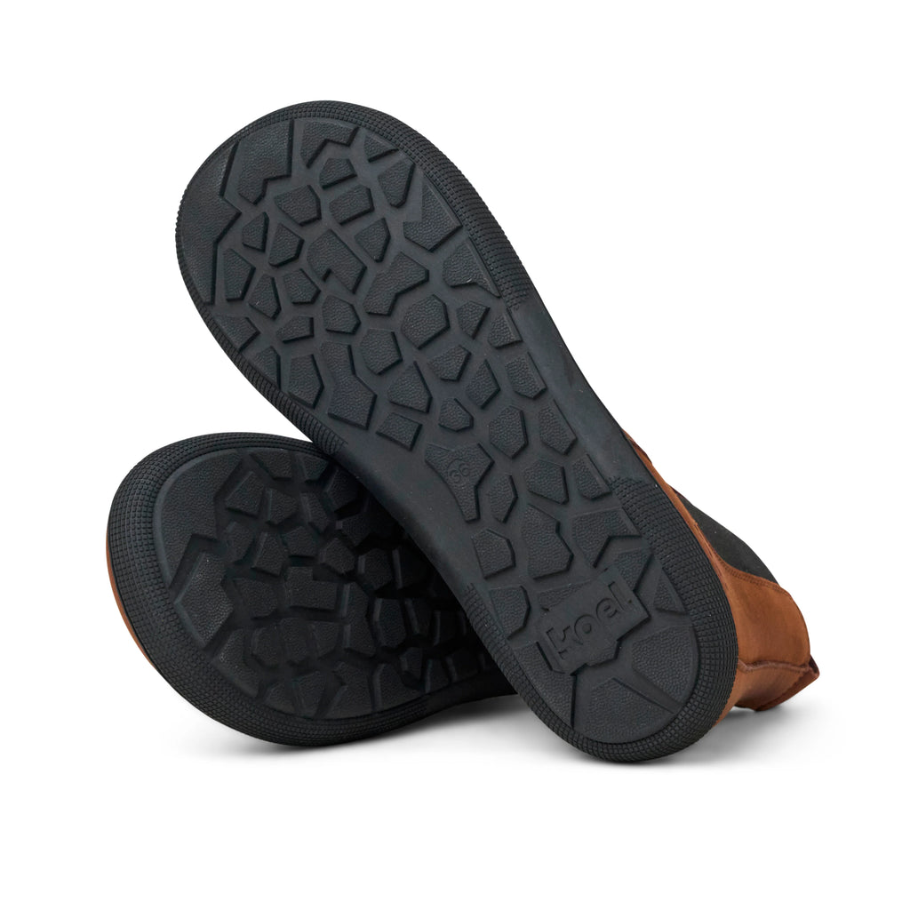Koel Filas Merino Chocolate - Botines Chelsea barefoot de cuero con forro de lana marrones