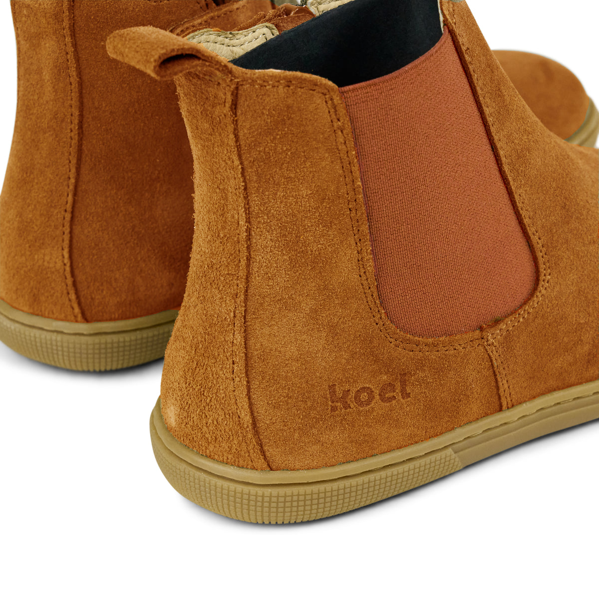 Koel Filas Suede Cognac - Botines Chelsea barefoot de mujer en ante color cognac