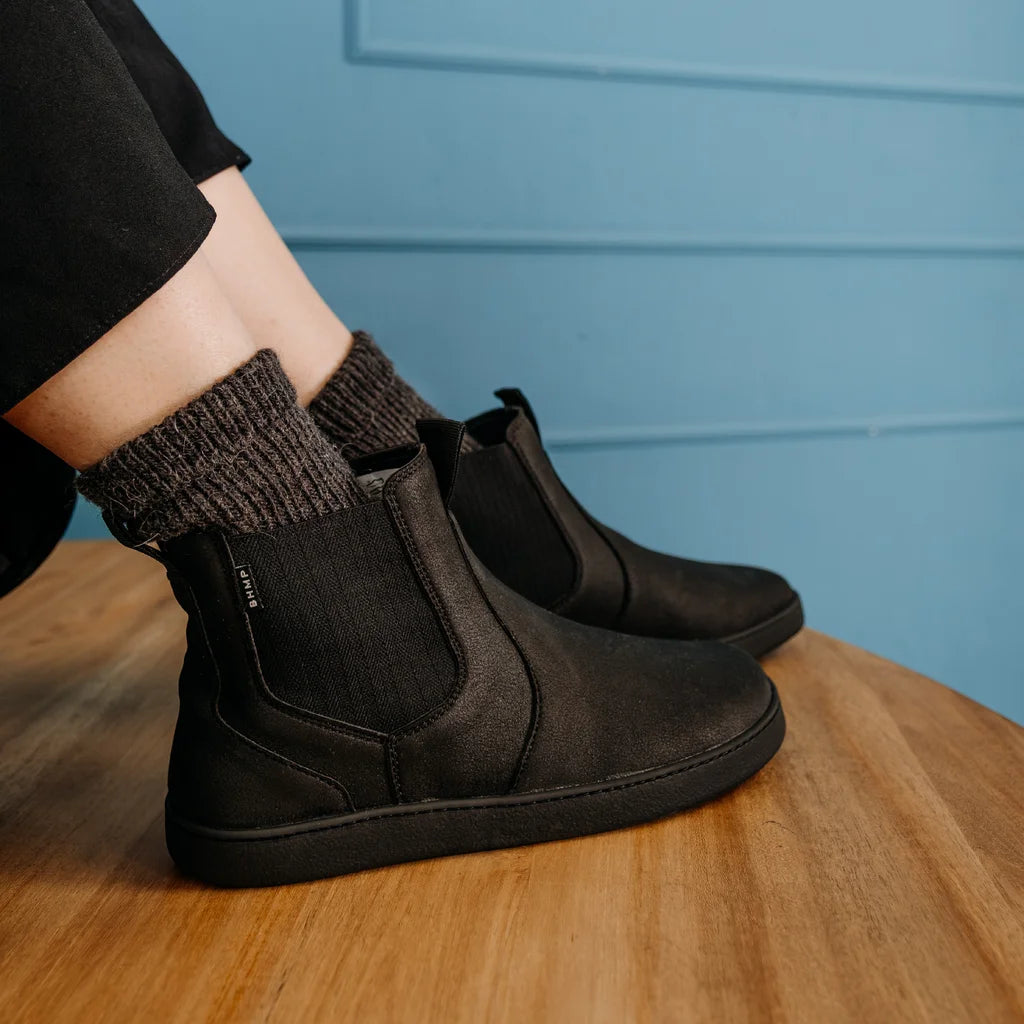 Bohempia Titu Onyx - Botas Chelsea barefoot Unisex Veganas Negras