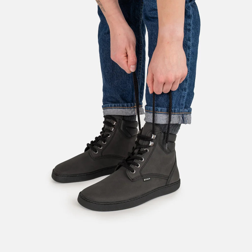 Bohempia Yura Charcoal - Botas barefoot veganas unisex negras