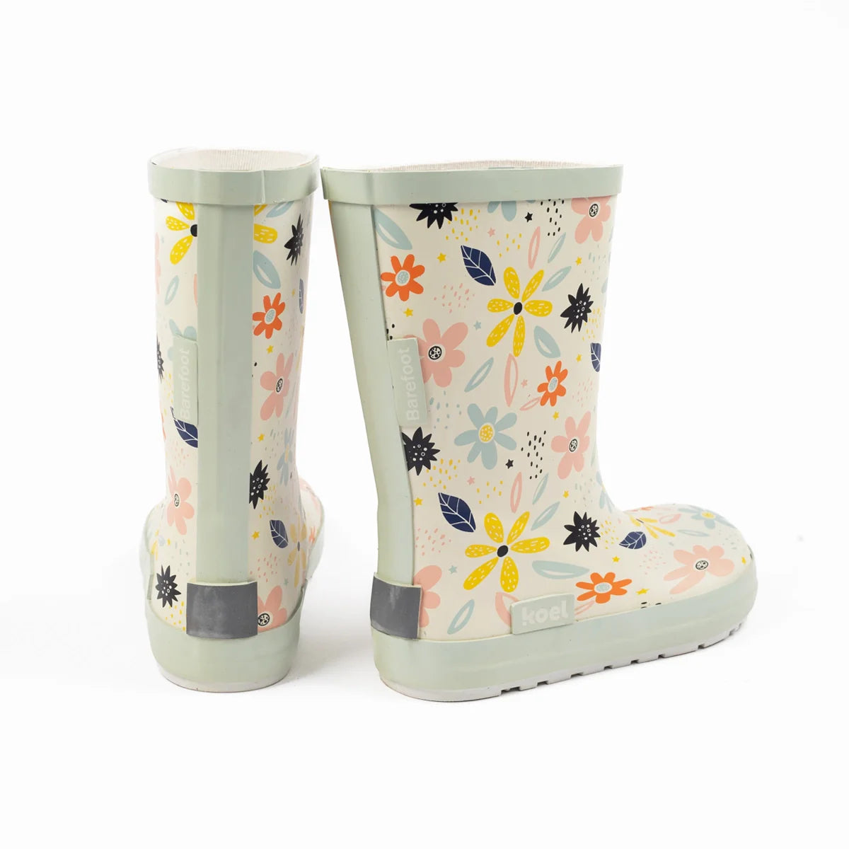 Koel4kids - Wellie White Flowers - botas de lluvia barefoot