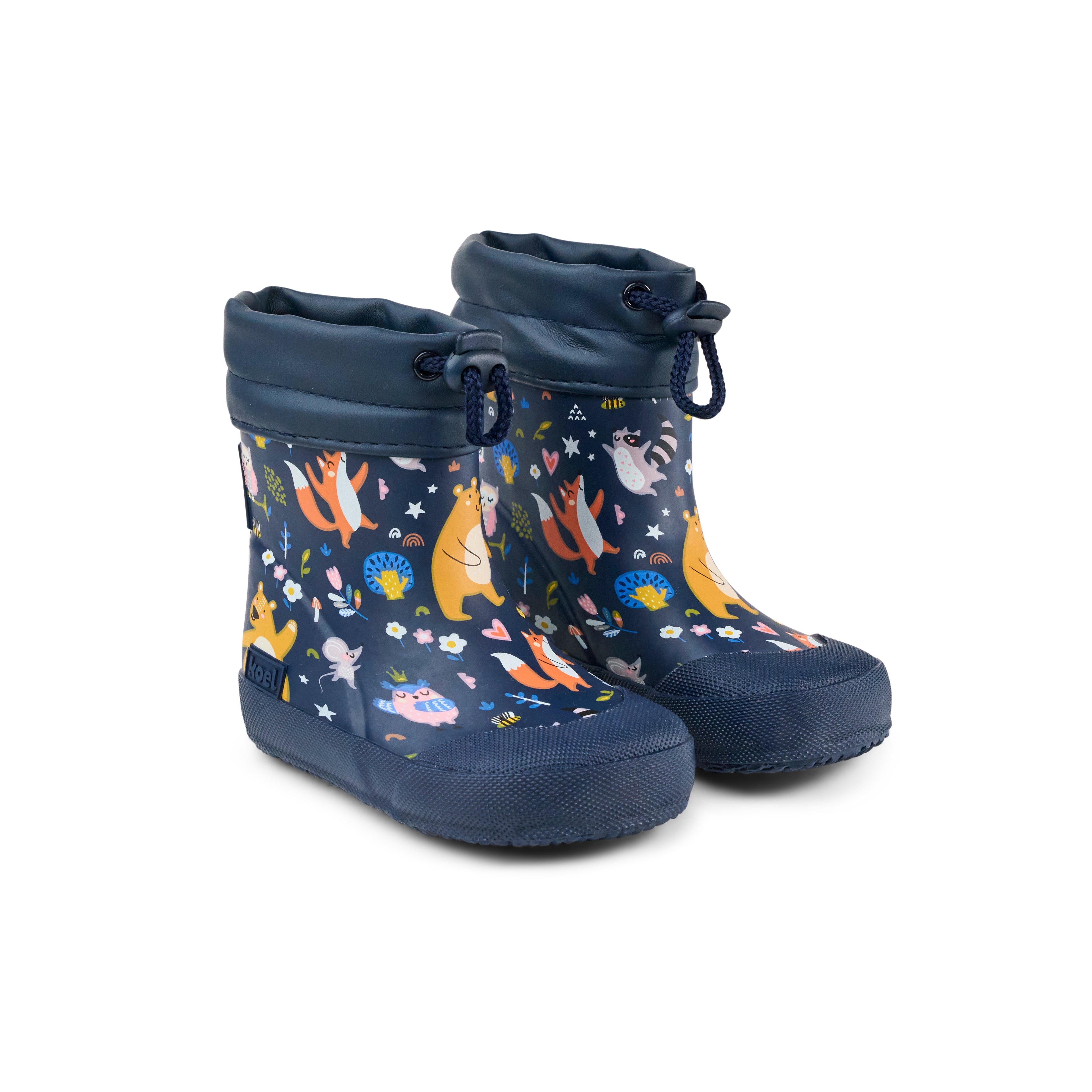 Koel Wibi Bear Blue - botas de agua respetuosas de primeros pasos azules con estampado de ositos