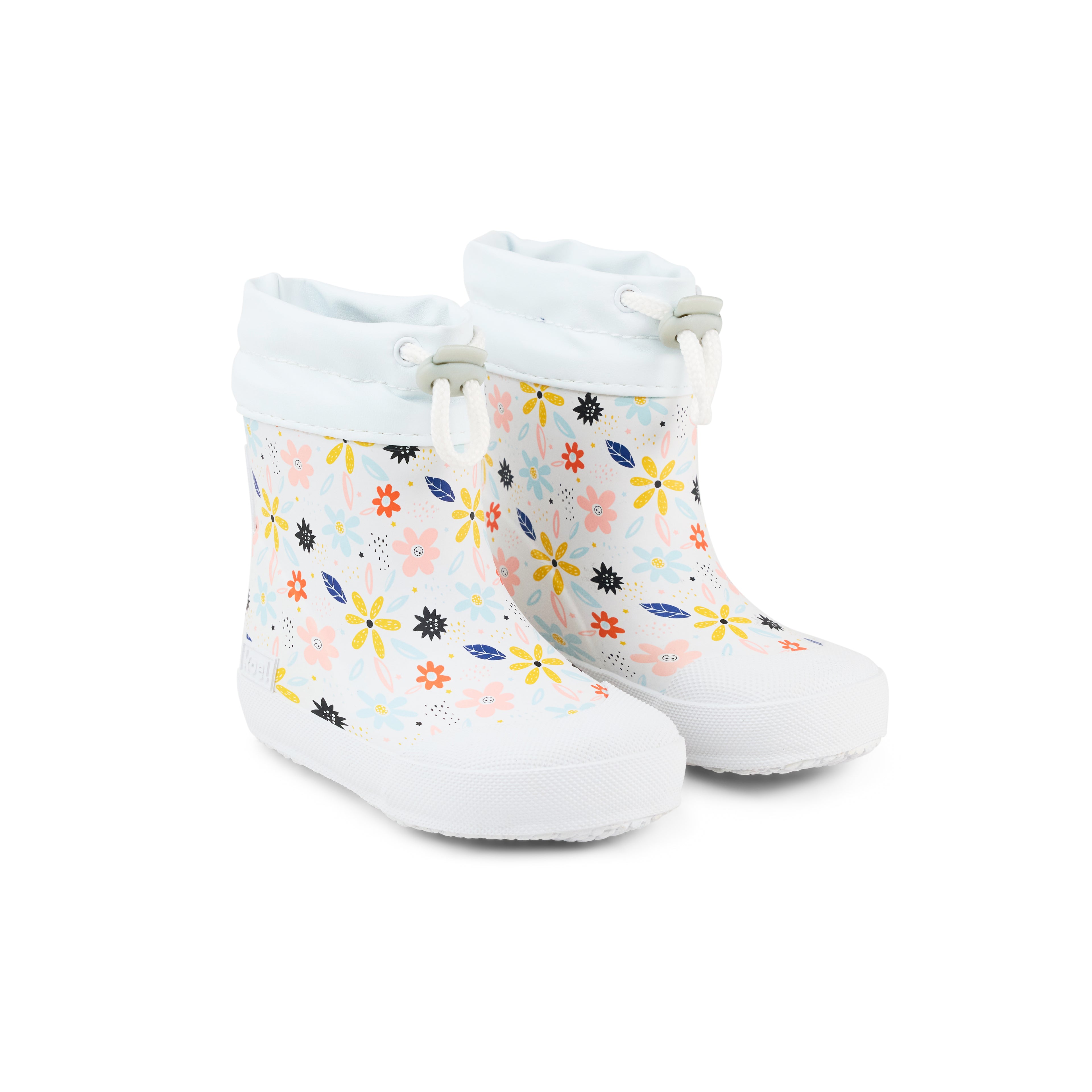 Koel Wibi Flowers White - botas de agua respetuosas de primeros pasos blancas con flores