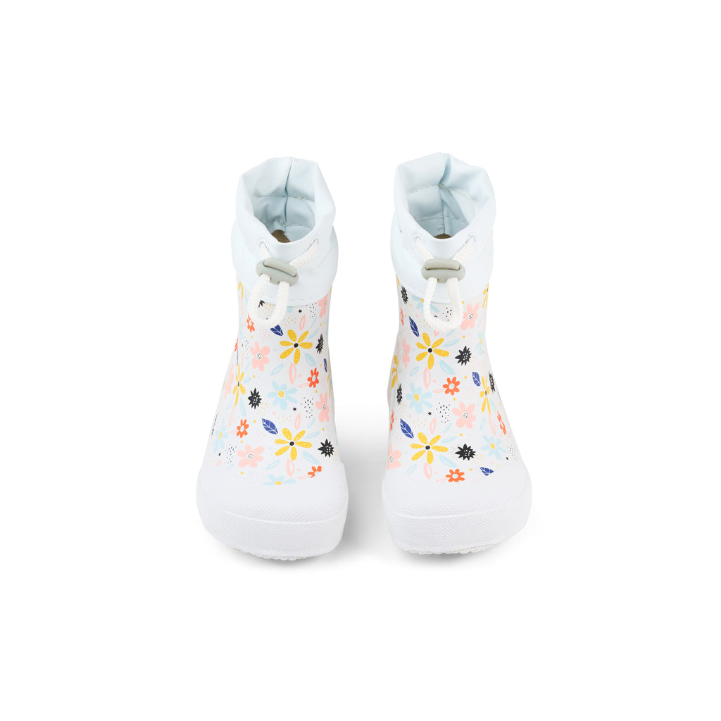 Koel Wibi Flowers White - botas de agua respetuosas de primeros pasos blancas con flores