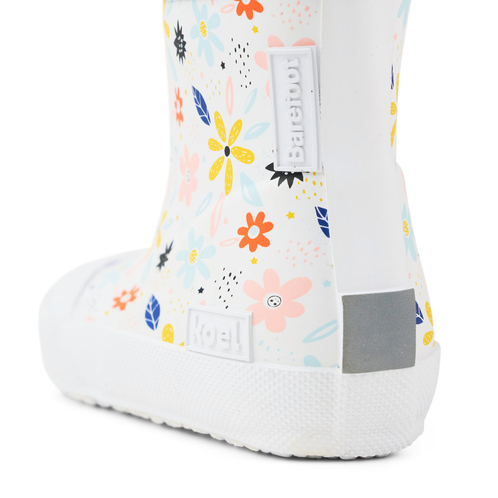 Koel Wibi Flowers White - botas de agua respetuosas de primeros pasos blancas con flores