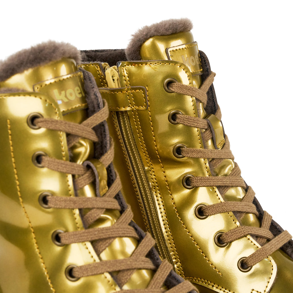 Koel Hesira Fantasy Gold - Botas barefoot calientes para mujer doradas