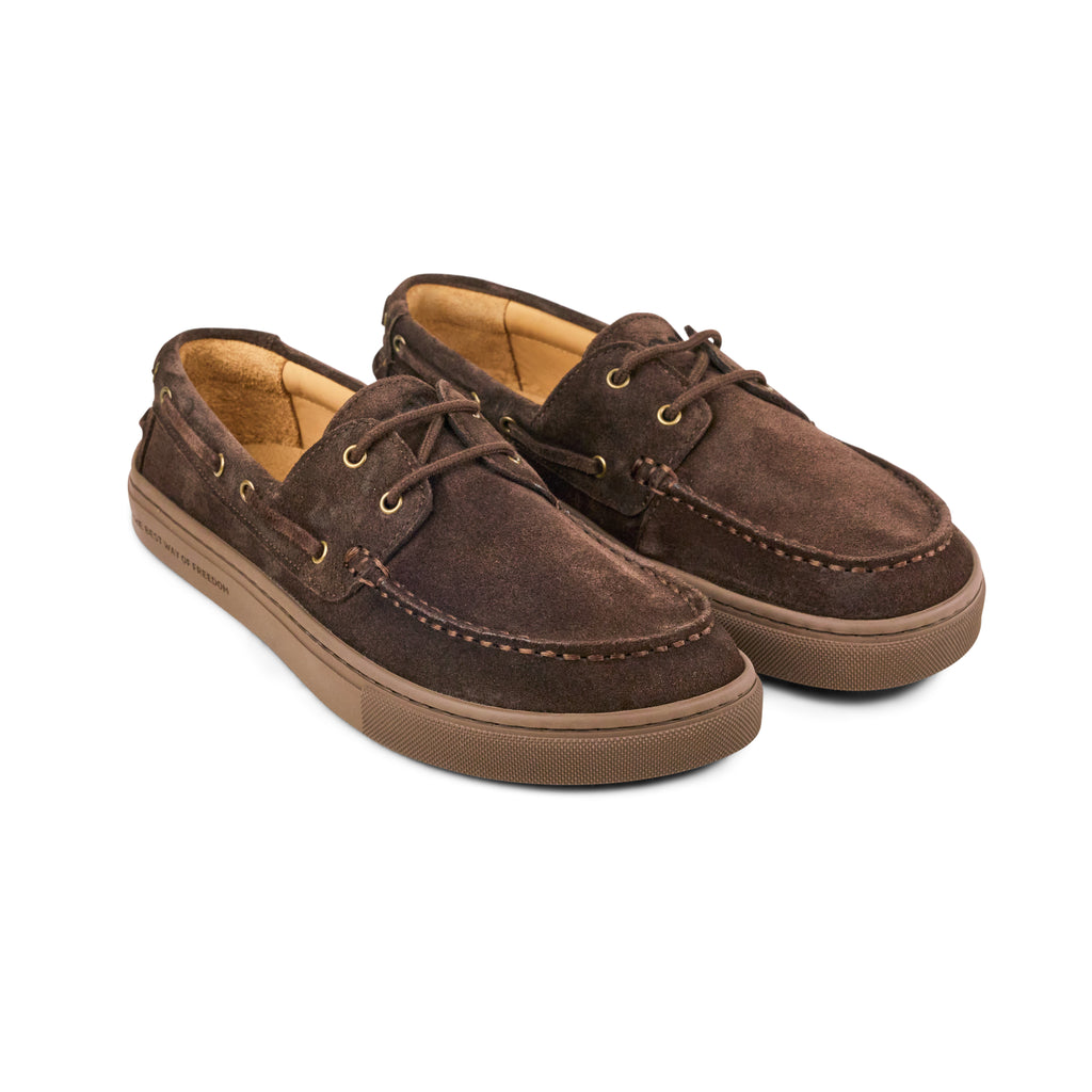 Koel Hivera Suede Brown - Naúticos Barefoot de mujer marrones