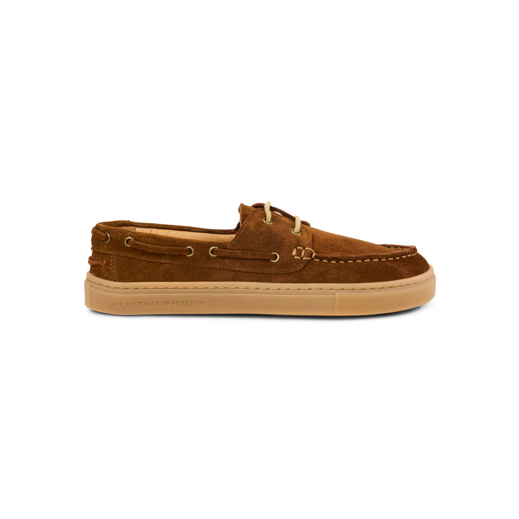 Koel Hivera Suede Cognac - Naúticos Barefoot de mujer marrones