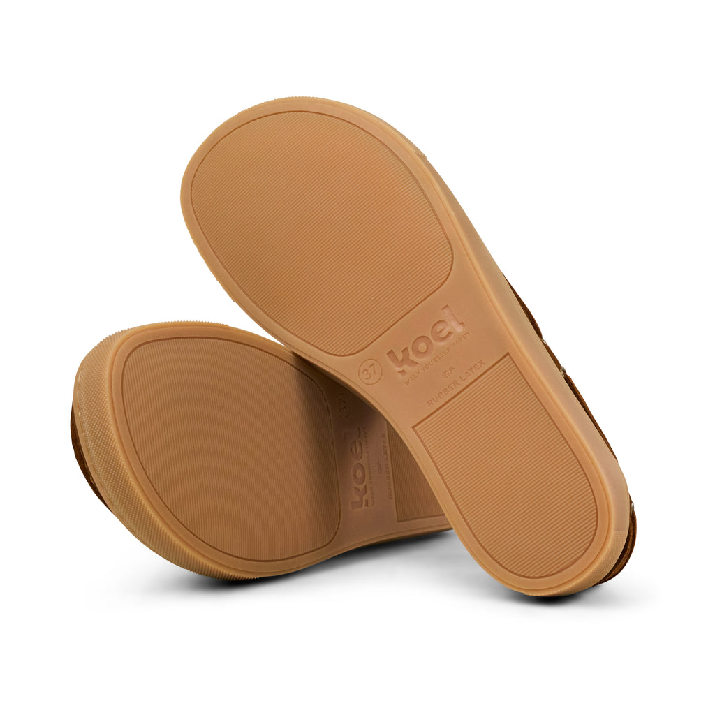 Koel Hivera Suede Cognac - Naúticos Barefoot de mujer marrones
