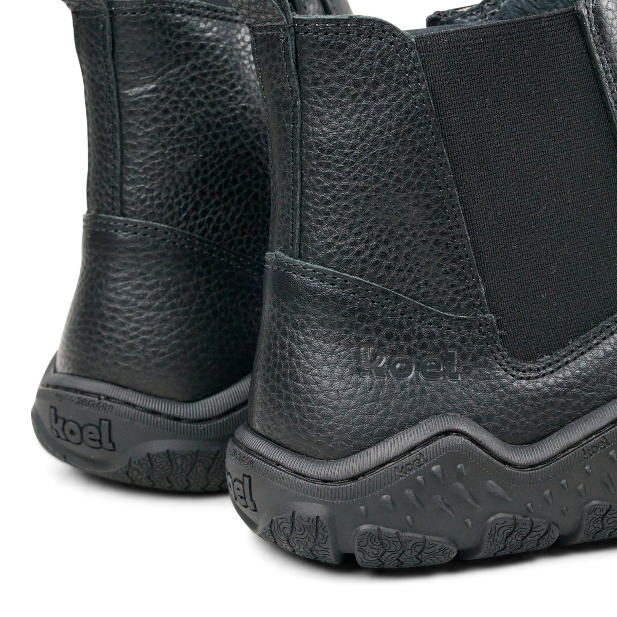 Koel Ryder Leather Black - Botines Chelsea barefoot para mujer negros