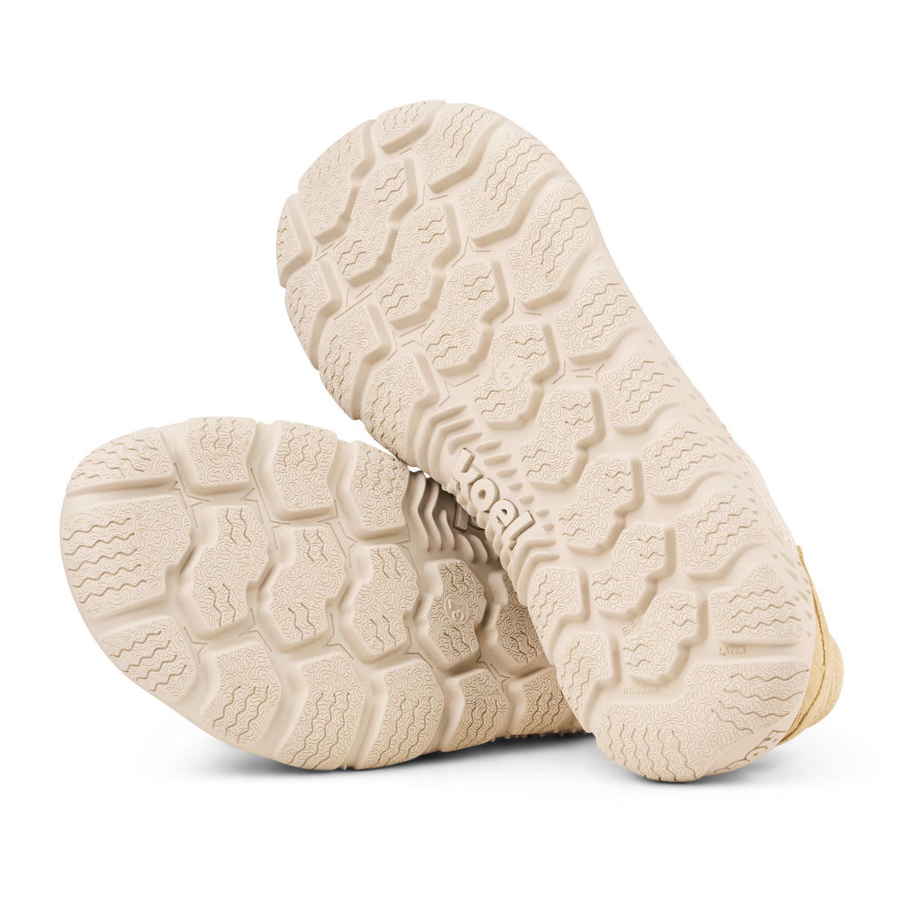 Koel Rita Suede Beige - Zapatillas barefoot ligeras de mujer para senderismo y trekking media montaña