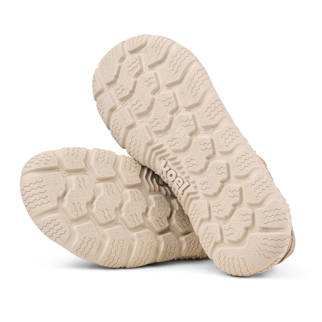 Koel Rita Suede Taupe - Zapatillas barefoot ligeras de mujer para senderismo y trekking media montaña marrón claro