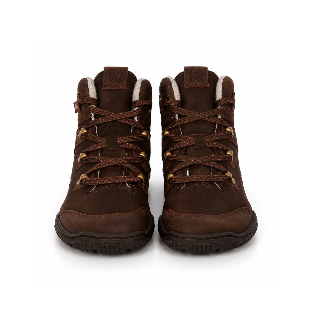 Koel Roba 2.0 Merino Brown  - Botines barefoot calientes de mujer para trekking y outdoor marrones