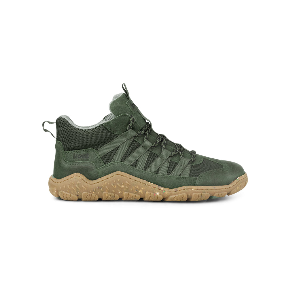 Koel Raxo Suede Green  - Botines barefoot ligeros para senderismo y trekking media montaña